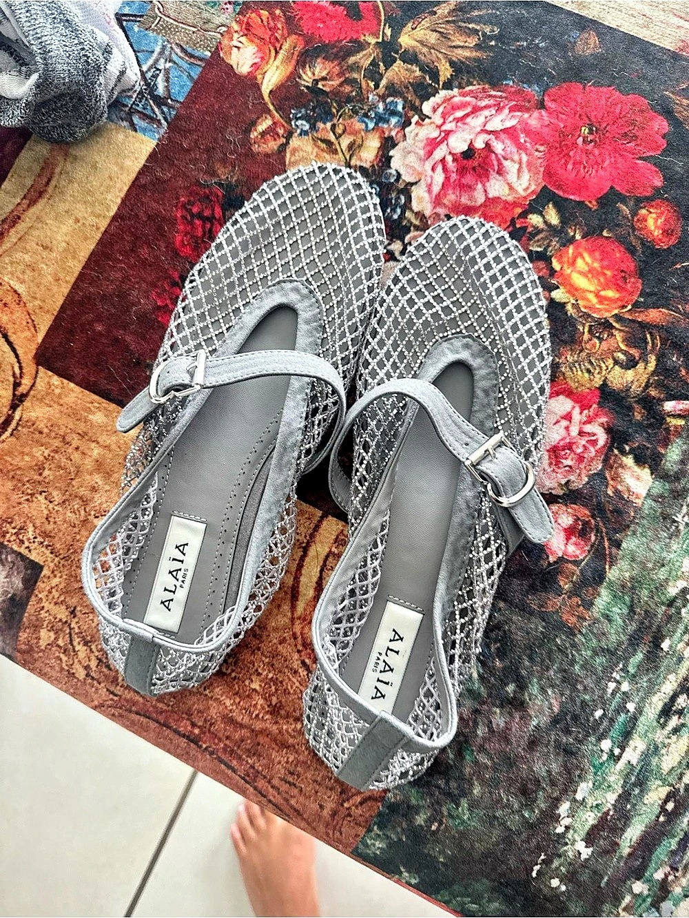 Alaia like Gray Mary Jane Flats New